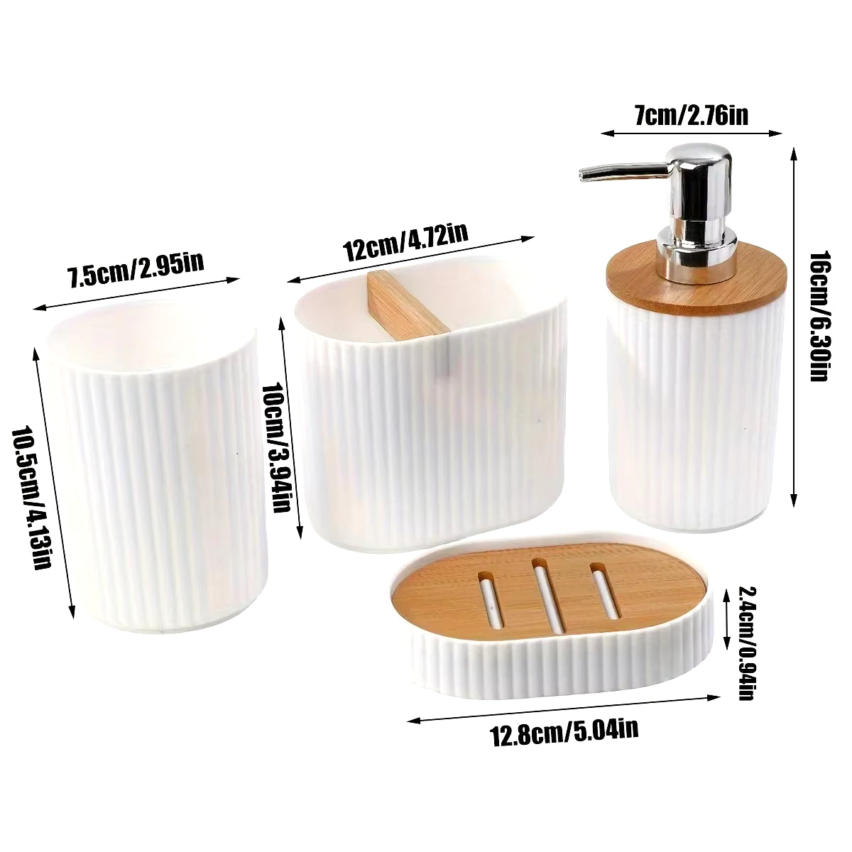 4Pcs Bathroom Accessories Set Plastic Bathroom Accessories Toothbrush Holder Mouthwash Cup Soap Dispenser Soap Dish