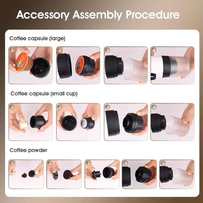 Youpin Coffee Machine Wireless Electric Portable Espresso 3 in 1 Espresso Coffee Maker Capsule Powder for Car Camping New